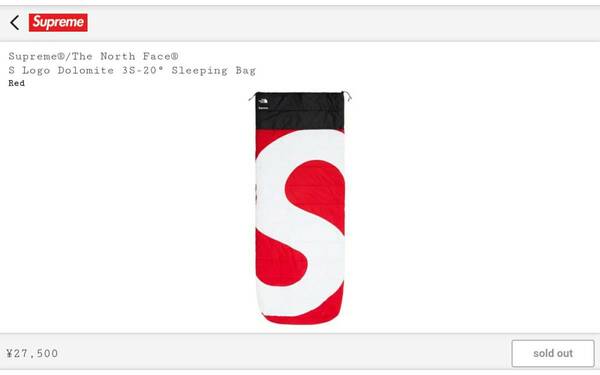 新品★20AW Supreme The North Face S Logo Dolomite 3S-20° Sleeping Bag red シュプリーム ノースフェイス 寝袋 赤 スリーピング バッグ