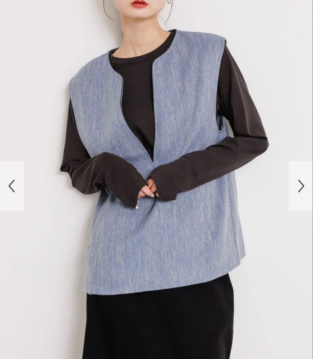 SENSE OF PLACE センスオブプレイス　アーバンリサーチ　キーネックパイピングジレ　ベスト