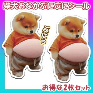 おなか ぷにぷに シール 柴犬 3D 立体 ステッカー 2枚 ぷっくりお腹 いぬ お揃い 手帳 シール交換 スマホデコ ノート