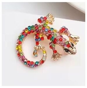 ブローチ キラキラトカゲ カラフル ビジュー マルチカラー ゴールドカラー かわいい 可愛い キュート アクセサリーピン 爬虫類