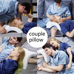 カップル枕 低反発 昼寝枕 ピロー 快適腕まくら 腕が痺れない オフィス枕 睡眠を向上するサブ枕 ネックピロー ホワイト 携帯枕