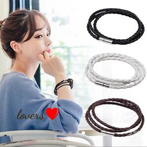 送料無料カラーご指定下さい全3色クロムシルバー紐チョーカーネックレス手首に巻けばブレスレット足首にはアンクレット無くなり次第終了