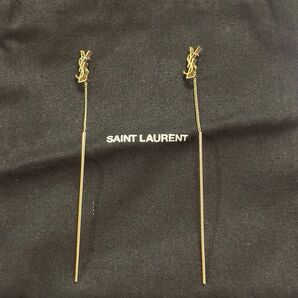 新品未使用★付属品全てあり★SAINT LAURENT★サンローラン カサンドラ スレッダー ゴールドピアス 上品 ysl