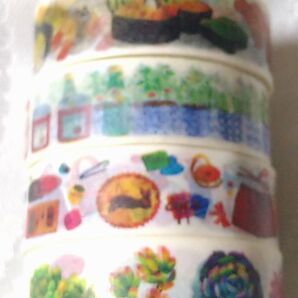 中古 海外製 食べ物や植物柄 マスキングテープ 4個セット