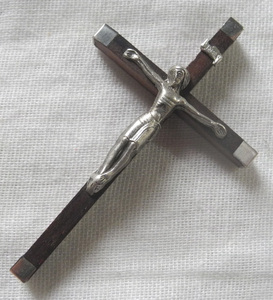 フランス アンティーク 銀製クラフト シルバーペンダント ネックレス 十字架 クロス キリスト ビンテージ