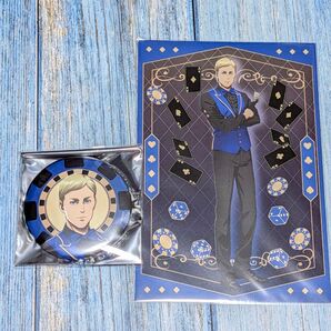 進撃の巨人 エルヴィン カジノディーラー 缶バッジ ポストカード