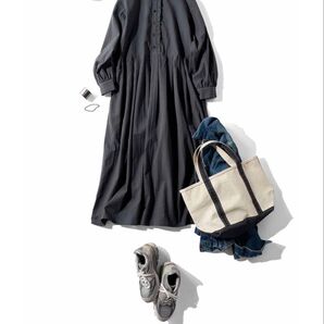 リブインコンフォート ふわっとした肌心地のコットン100%やわらかワンピースLL