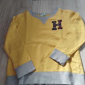 イエロー Hロゴ スウェット トレーナー 子供服 裏起毛