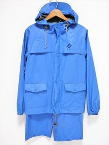 80~90*s Vintage Columbia Colombia rainwear Rain Gear top and bottom set blue 100% nylon Taiwan made YOUTH XL( Junior size ) outdoor 