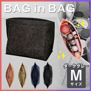 バッグインバッグ ロンシャン インナーバッグ M軽量 収納 整理整頓 ダークグレー