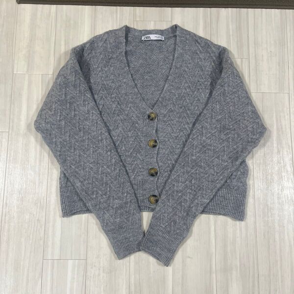 ZARA ザラ Vネックニットカーディガン グレー Sサイズ