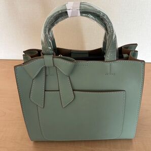 ミントグリーン リボン付きハンドバッグ