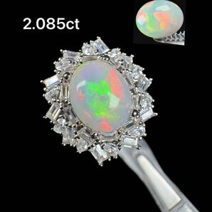 新作 天然水オパール 2.085ct 遊色綺麗 S925 18KGP 魅惑の遊色 ジュエリー極 神秘的遊色湧く