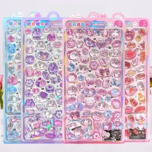 可愛いキャラクター立体シール4種類セット ぷくぷくシール 可愛い 硬いタイプ