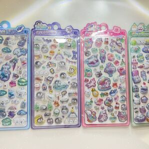 キャラクターシールセット ぷくぷくシール 可愛い 4枚セット 硬いタイプ