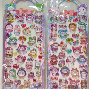新品入荷 ぷくぷくシール 可愛い ご褒美シール 立体3D ステッカー 2枚セット 硬いタイプ