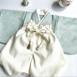 ベビー袴 ハンドメイド 男の子 菊柄 100日祝い ハーフバースデイ 初節句 袴ロンパース お食い初め こどもの日