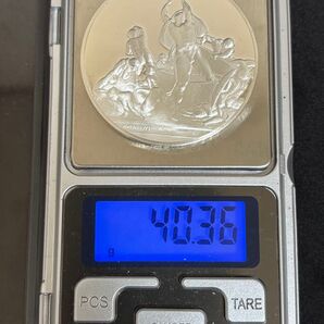 【純銀製】ミケランジェロ生誕五百年記念純銀メダル Sv1000 造幣局ホールマーク純銀刻印有り!重量40.3g コインケース付き!