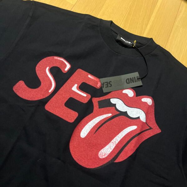 ウィンダンシー WIND&SEA ローリングストーンズ Rolling Stones コラボ 新品 Lサイズ Tシャツ ブラック