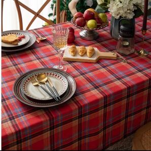 テーブルクロス 赤 チェック柄 おしゃれ クリスマス パーティー 秋冬 インテリア 飾り