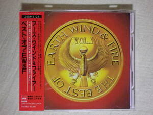 税表記無し帯 『Earth, Wind ＆ Fire/The Best Of Earth, Wind ＆ Fire, Vol.1(1978)』(1988年発売,25DP-5121,廃盤,国内盤帯付,歌詞対訳付)