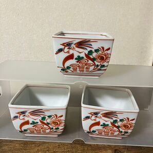 たち吉 橘吉 陶器製 赤絵 花柄 花鳥柄 角鉢 小鉢 食器 有田焼 九谷焼 和食器 リメイク ミニ盆栽 植木鉢