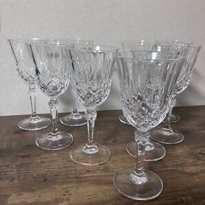 (バラ売り可)フランス製 クリスタルガラス 切子グラス ワイングラス 酒器 9客