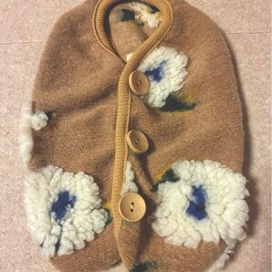 【新品未使用】 花柄 かわいい 秋 冬 犬服 ペット服 暖かい ドッグウェア 背中ボタン フリース 小型犬 ハンドメイド 保温