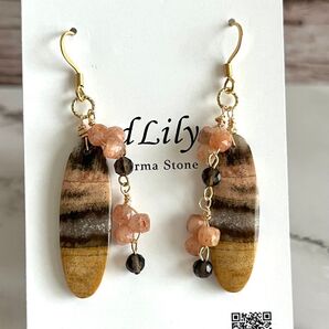 ペトリファイドウッド 天然石 ハンドメイド サージカルステンレス 大人可愛い