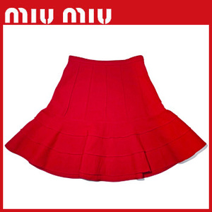  new goods MiuMiu miu miu wool flared skirt red #38*