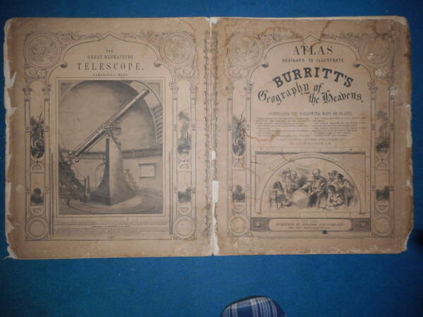 即決　アンティーク、天球図、天文、星座早見盤、星座図絵1856年『バリット星図』Star map, Planisphere,Celestial atlas