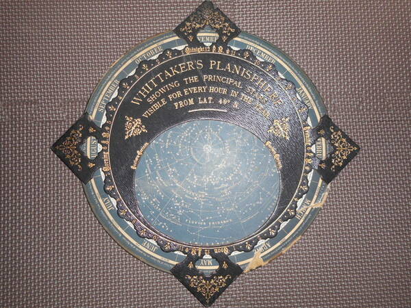 即決アンティーク、天球図、天文、星座早見盤、星図、星座図絵1900年頃『ウイテッカー星座早見盤』Star map, Planisphere, Celestial atlas