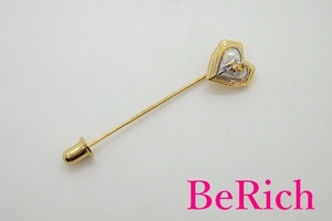  Nina Ricci NINA RICCI heart motif NR Logo pin brooch Gold silver plating accessory jewelry [ used ]ba1797