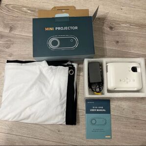MINI PROJECTOR ミニプロジェクター スクリーンセット ホワイト