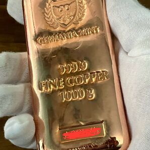 ゲルマニアミント社 インゴット 1キロ バー 純銅 赤金 延べ棒 Cu ペーパーウェイト