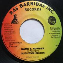 試聴 / GLEN WASHINGTON / NAME & NUMBER /Taxi Riddim/Ras Barnibas Inc/Reggae/Dancehall/'01/big hit !!/7inch_画像1