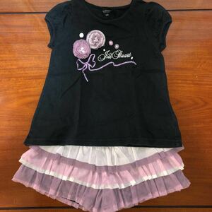 【JILL STUART NEW YORK／ジルスチュアート】半袖Ｔシャツ　チュール付きショートパンツ　110㎝　中古　2枚セット　難あり