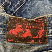 GO WEST ★ 耳付き セルビッジ ビンテージ モデル ダメージリペア有 デニムパンツ ジーンズ ジーパン W31相当 古着 ゴーウェスト■Ja511_画像4