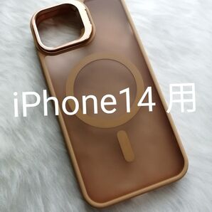 iPhone14 用ケース MagSafe対応 カメラ保護ブラケット付属 チタンゴールド