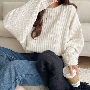 【classicalelf】【予約受付中】ゆったりシルエットでこなれ感をプラス。フクレジャガードトップス(長袖)