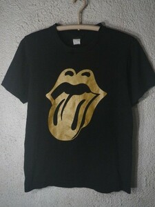 ｎ6917　wall of fame　The Rolling Stones　ローリング　ストーンズ　半袖　金ラメ　ロゴ　tシャツ　人気　ビンテージ　vintage　送料格安