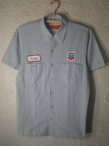 ｎ6859　レア　ELBOW　アメリカ製　vintage　ビンテージ　80ｓ　90ｓ　BILL BENTON CHEVRON Lisa　ストライプ　ワーク　シャツ　送料格安