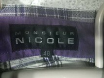 ｎ6067　MONSIEUR　NICOLE　ムッシュ　ニコル　涼しげ　長袖　チェック　ウエスタン　デザイン　シャツ　スナップボタン　人気　送料格安_画像4