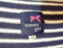 ｎ1670　トミー　ガール　TOMMY GIRL　大きめコーデ　薄手　Vネック　ボーダー　ポリアクリル　100％　ニット　セーター　送料格安　_画像4