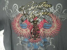 ｎ6260　CHRISTIAN AUDIGIER　クリスチャン オードジェー　半袖　鳳凰　ロゴ　金ラメ　プリント　tシャツ　エドハーディー　人気　送料格安_画像2