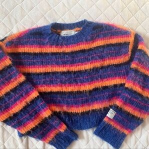 niko and...【WILLIAM B.ELIOTT】ブラッシュボーダーニットプルオーバー ブルーボーダー