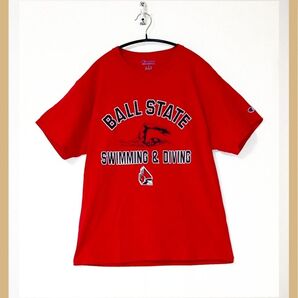 Champion BALL STATE SWIMMING & DIVING Tシャツ レッド