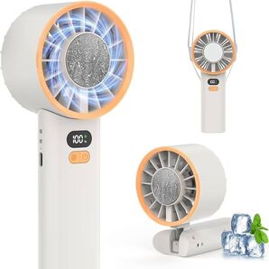 ハンディファン 冷却プレート 大風量 手持ち 首掛け 卓上 携帯扇風機 静音 白