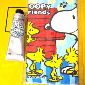 スヌーピー キャラクター セット ミニタオル& ロクシタン シア ハンドクリーム 30ml 未使用