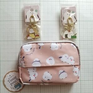 無言取引 NG【難あり】セリア 100均 シマエナガ ポケットティッシュ ポーチ、バッグチャーム キーホルダー まとめ売り セット